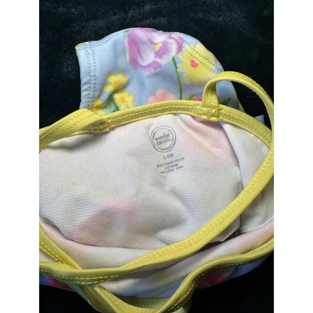 Infant Girl Swimsuit One Piece w/ Bows and Ruffle 6-9M